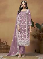 Soft Organza Lilac Festival Wear Embroidery Work Salwar Suit